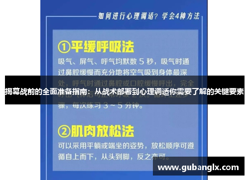 揭幕战前的全面准备指南：从战术部署到心理调适你需要了解的关键要素